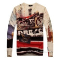 Fashion Men's V Neck Printed Wool Knitted Sweater Garment
